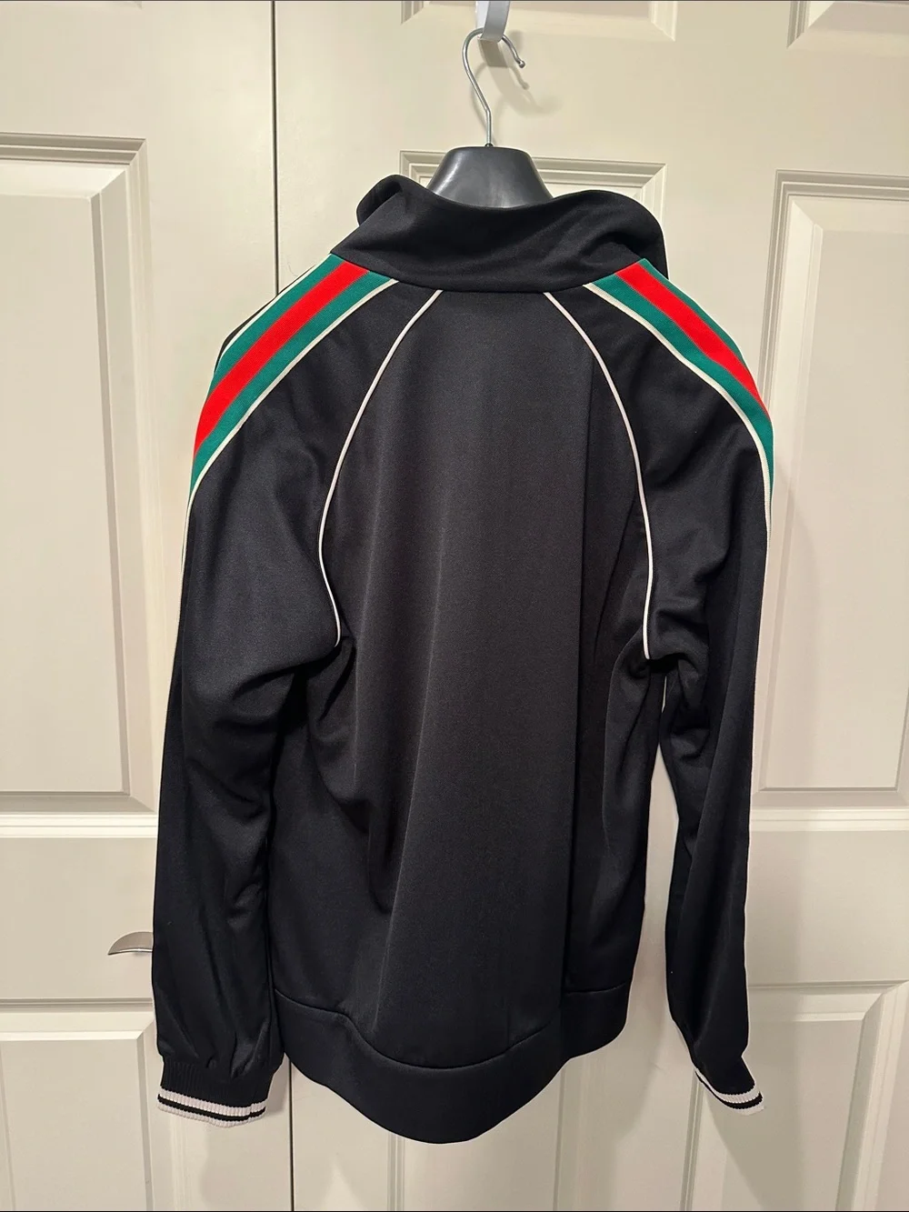 Gucci Black Track Jacket with Green and Red Stripe